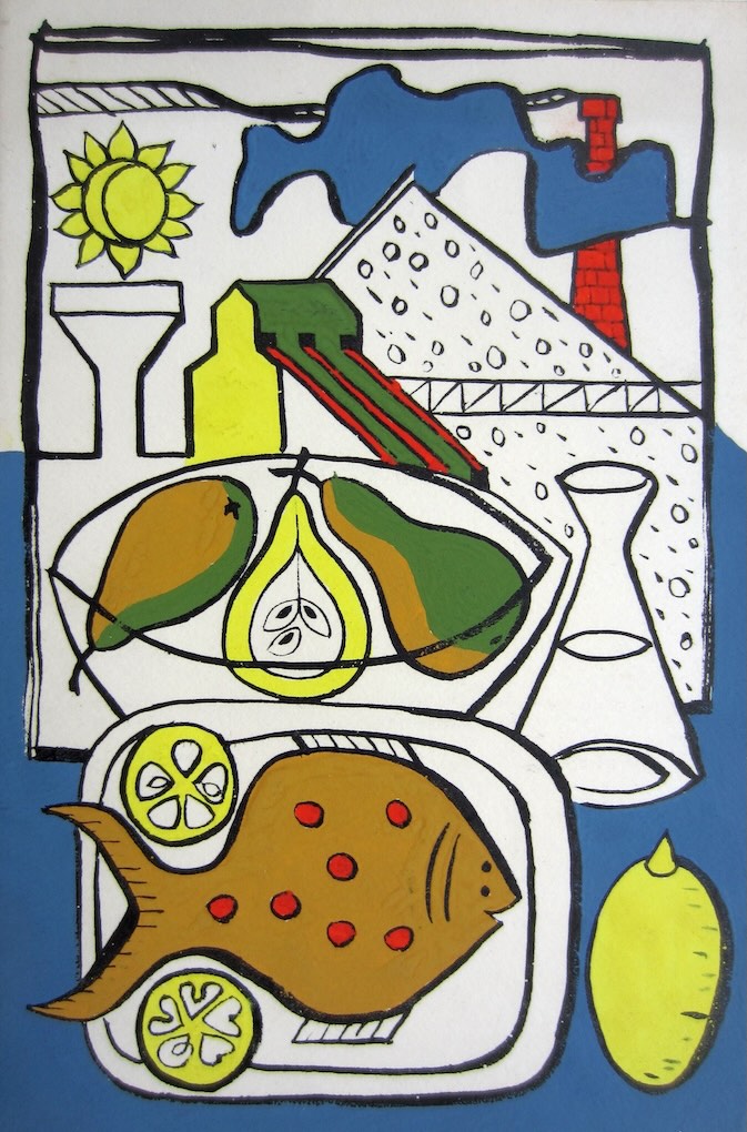 Christmas Card: Fish and Pear, by Peter Yates, 19xx