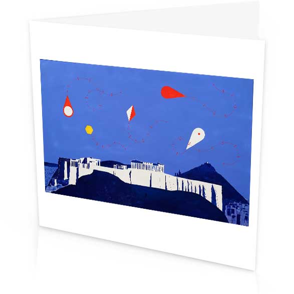 Kites Over Akropolis, 1979 greetings card by Peter Yates