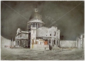 st pauls cathedral 1943 painting by peter yates, artist and architect