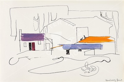 Llandwrog Farm, 1942 painting by Peter Yates (1920-1982)