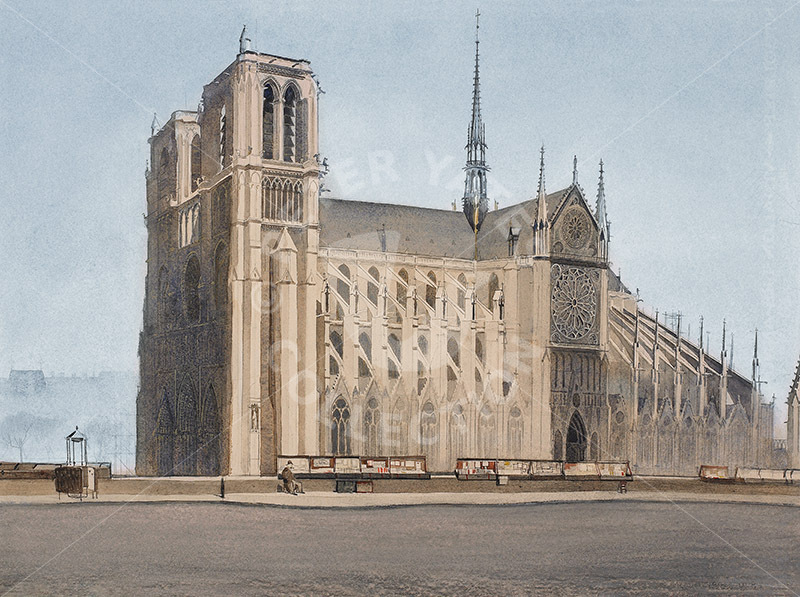 Notre Dame, Paris 1945 painting by Peter Yates (1920-1982)
