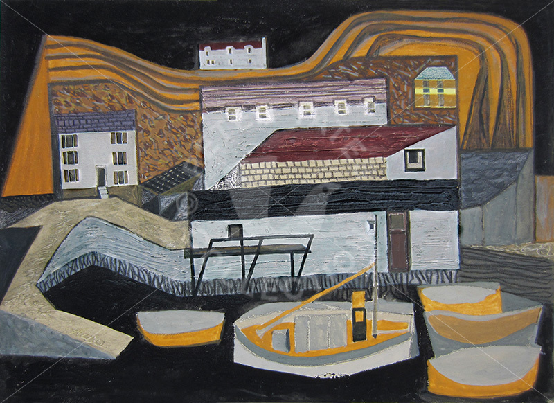 Polperro, 1956 painting by Peter Yates (1920-1982)