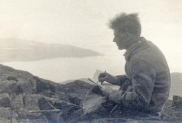 Artist Peter Yates, Painting in Snowdonia around 1943