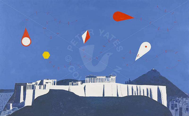 Kites over Akropolis, 1979 painting by Peter Yates