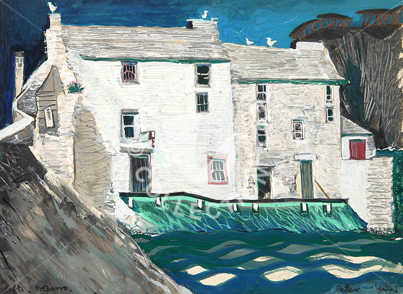 Net Lofts Polperro, 1956 painting by Peter Yates